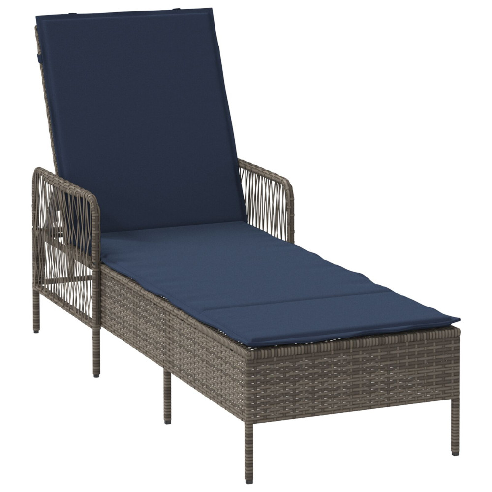 Produktbild för Solstol 3 pcs Grå och Marinblå 200 x 55 x 92 cm konstrotting