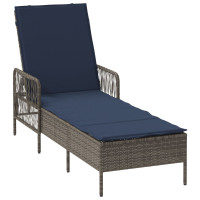Produktbild för Solstol 3 pcs Grå och Marinblå 200 x 55 x 92 cm konstrotting