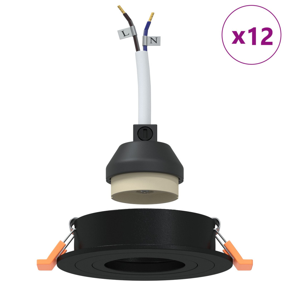 Produktbild för Spotlight 12 pcs Svart 9 x 9 x 2 cm Aluminium