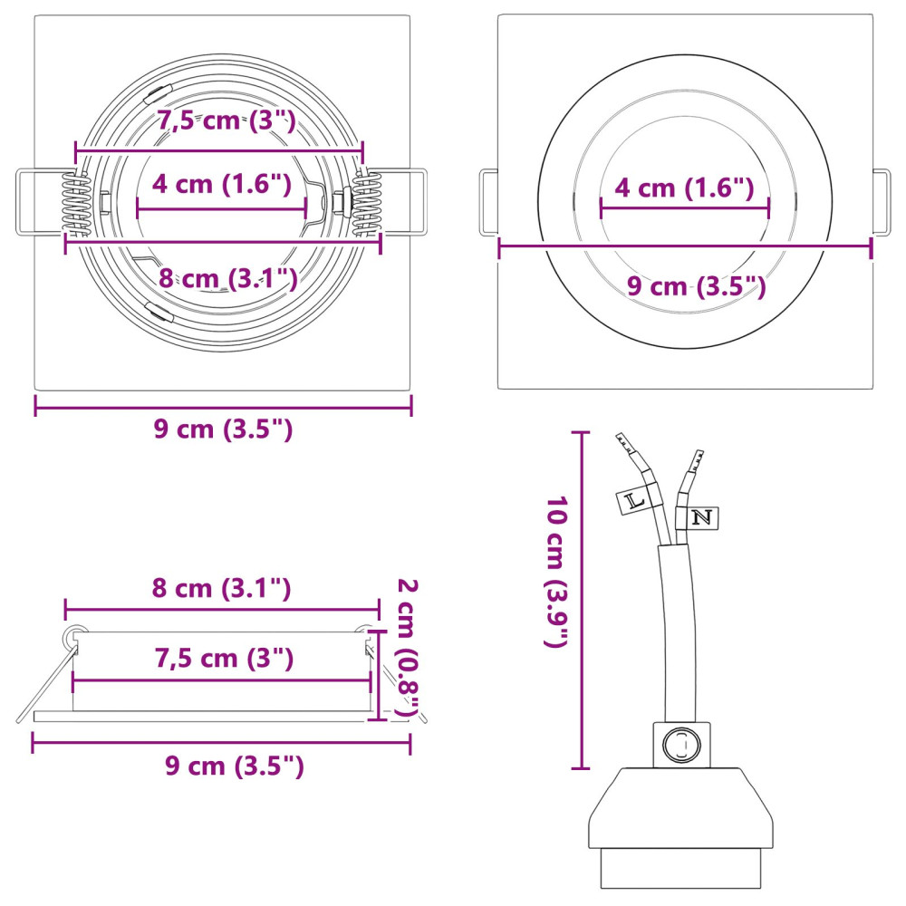 Produktbild för Spotlight 12 pcs Silver 9 x 9 x 2 cm Aluminium