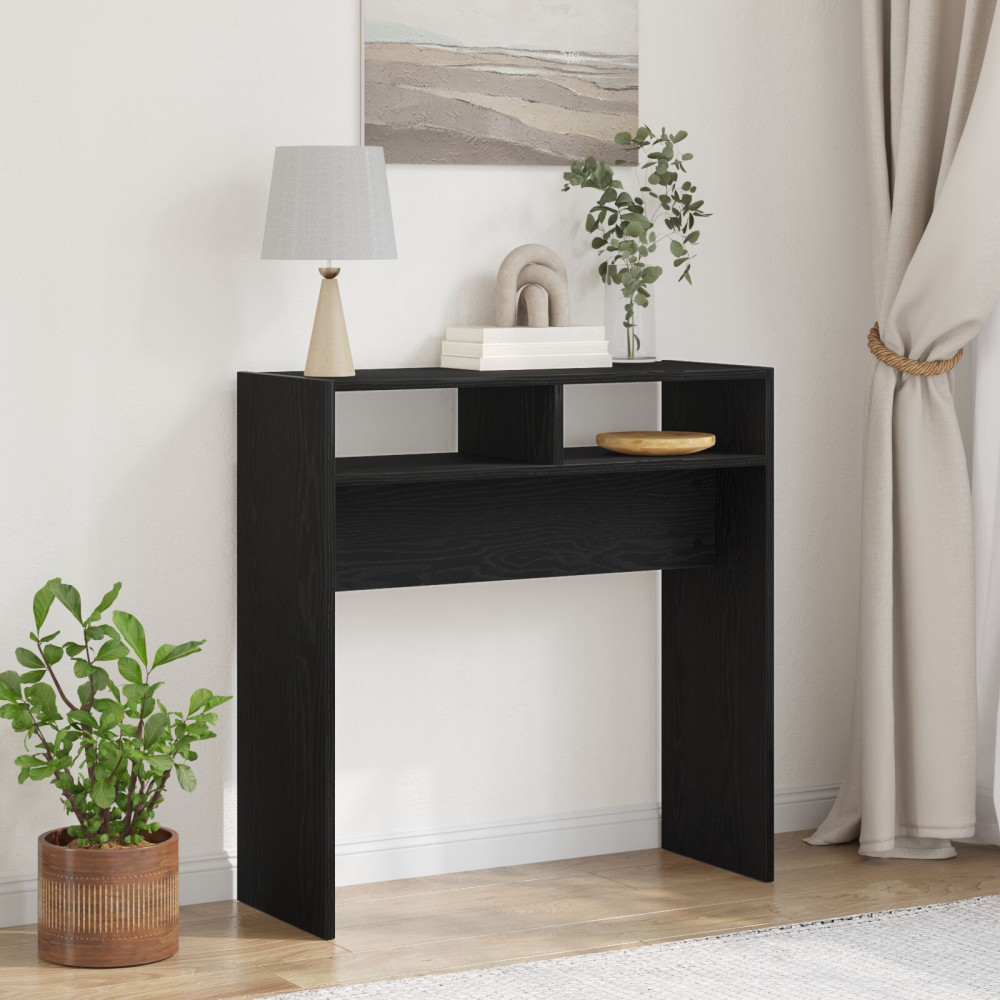 Produktbild för Konsolbord Svart Ek 78 x 30 x 80 cm Konstruerat trä
