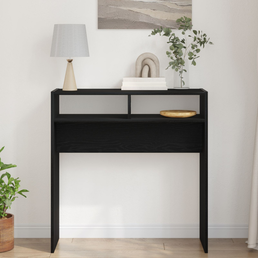 Produktbild för Konsolbord Svart Ek 78 x 30 x 80 cm Konstruerat trä