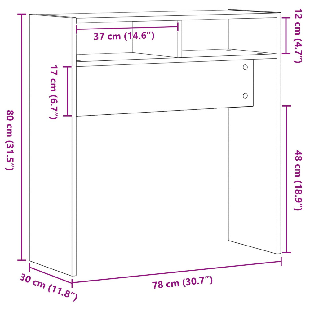 Produktbild för Konsolbord Svart Ek 78 x 30 x 80 cm Konstruerat trä