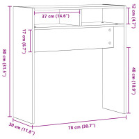 Produktbild för Konsolbord Svart Ek 78 x 30 x 80 cm Konstruerat trä