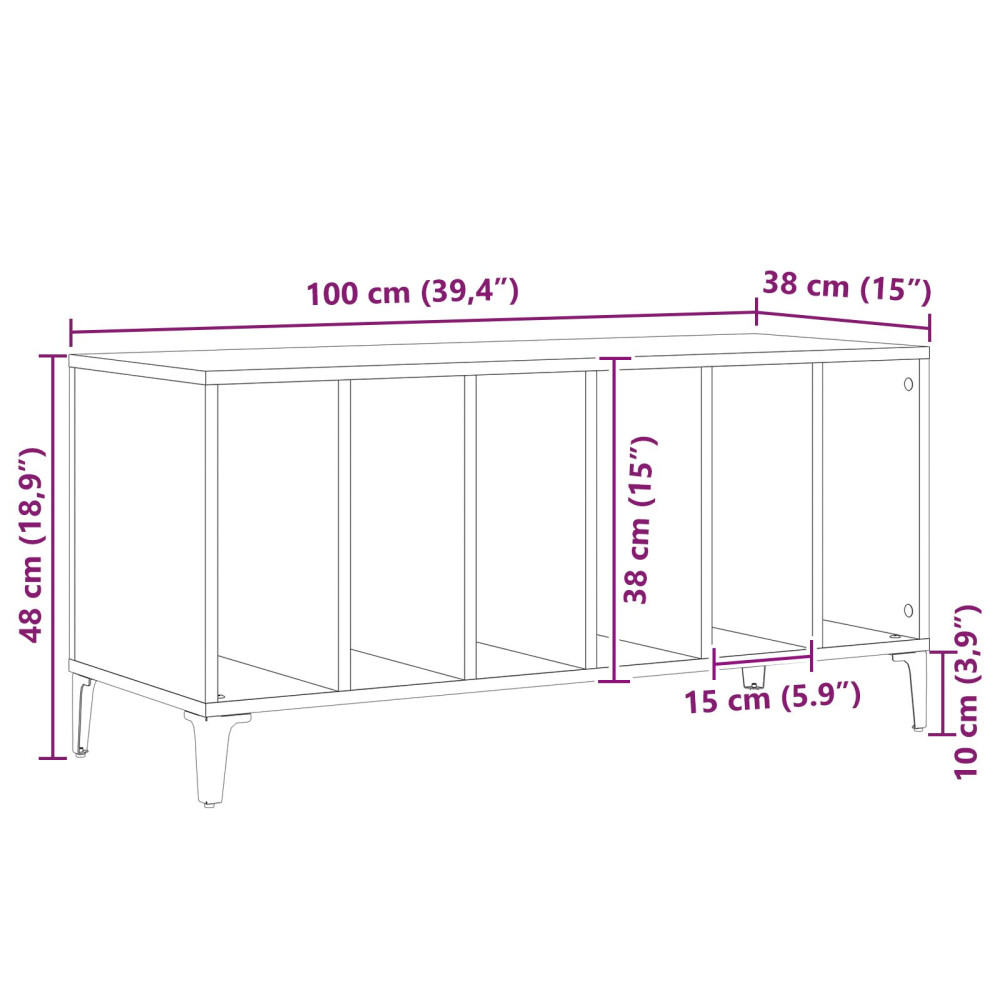 Produktbild för Skivskåp med hylla Svart Ek 100 x 38 x 48 cm Konstruerat trä