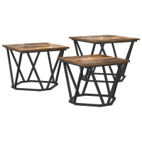 Produktbild för Kaffeebord 3 pcs Rökt ek Konstruerat trä och stål