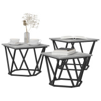 Produktbild för Kaffeebord 3 pcs Grå Sonoma Konstruerat trä och stål