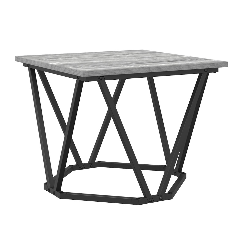 Produktbild för Kaffeebord 3 pcs Grå Sonoma Konstruerat trä och stål