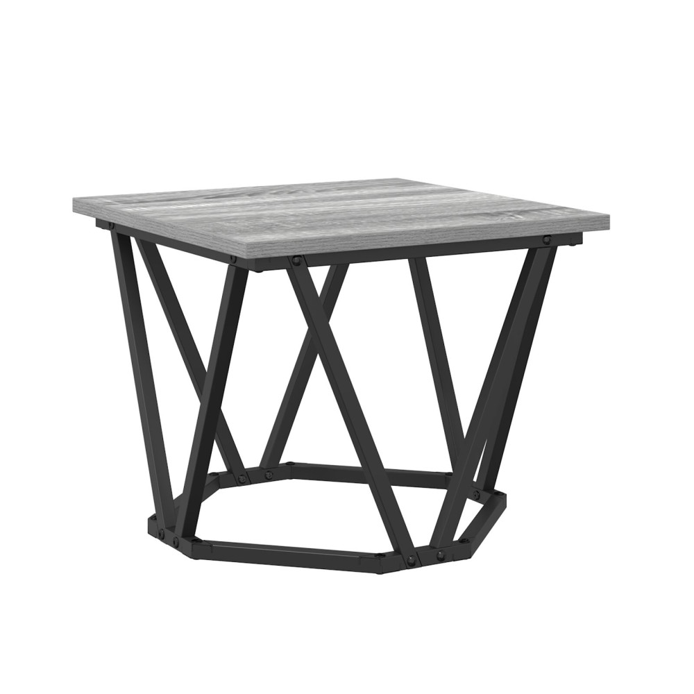 Produktbild för Kaffeebord 3 pcs Grå Sonoma Konstruerat trä och stål
