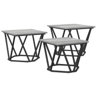 Produktbild för Kaffeebord 3 pcs Grå Sonoma Konstruerat trä och stål