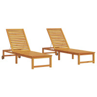 Produktbild för Solstol Reclining 2 pcs Brun 202 x 53 x 89 cm Massivt Akaciaträ