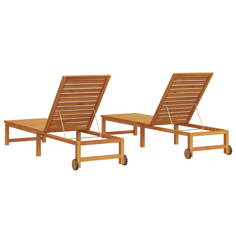 Produktbild för Solstol Reclining 2 pcs Brun 202 x 53 x 89 cm Massivt Akaciaträ