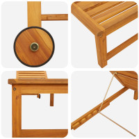 Produktbild för Solstol Reclining 2 pcs Brun 202 x 53 x 89 cm Massivt Akaciaträ