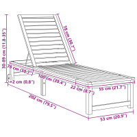Produktbild för Solstol Reclining 2 pcs Brun 202 x 53 x 89 cm Massivt Akaciaträ
