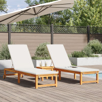 Produktbild för Solstol Reclining 2 pcs Brun 202 x 53 x 89 cm Massivt Akaciaträ