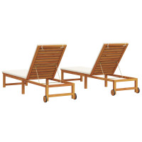 Produktbild för Solstol Reclining 2 pcs Brun 202 x 53 x 89 cm Massivt Akaciaträ