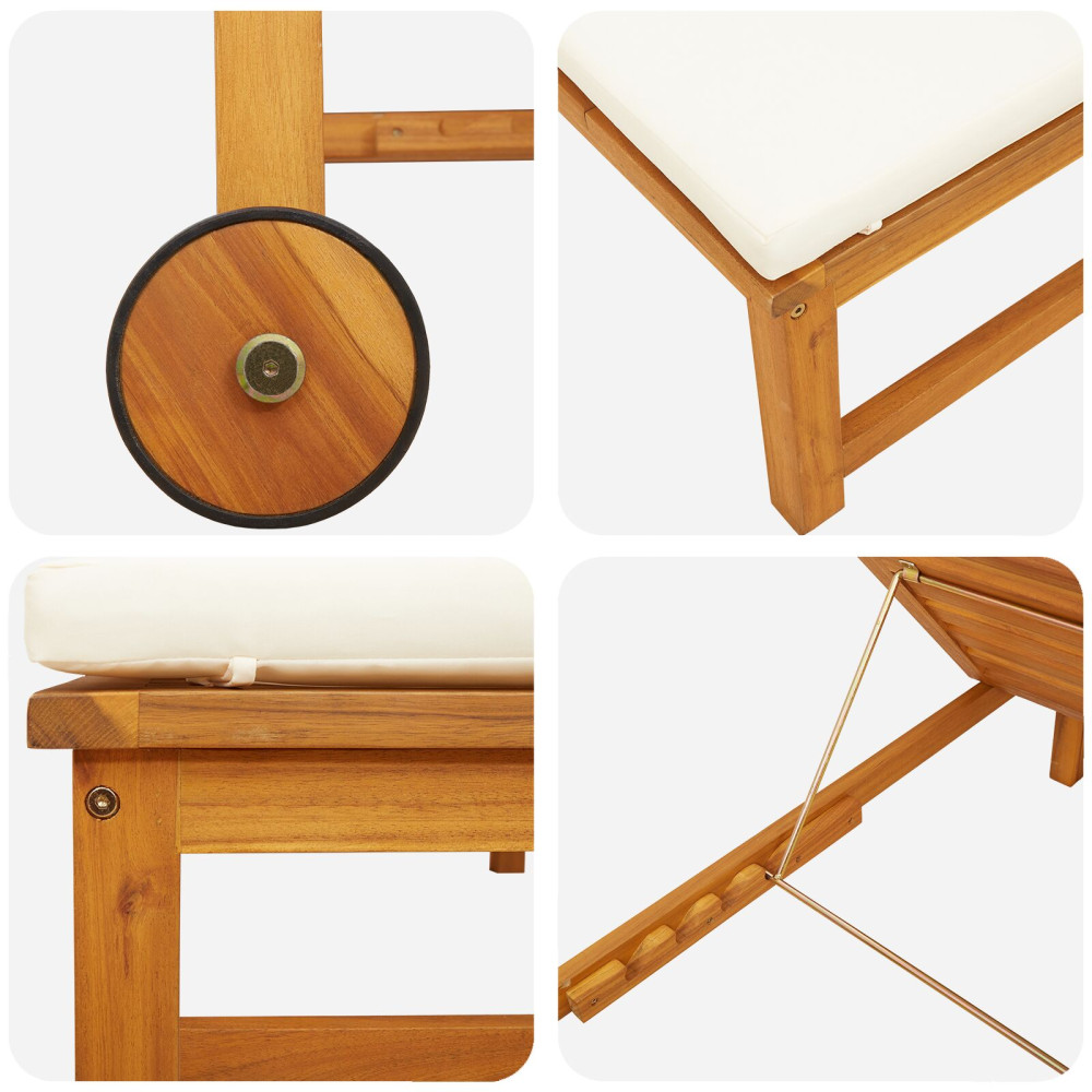 Produktbild för Solstol Reclining 2 pcs Brun 202 x 53 x 89 cm Massivt Akaciaträ