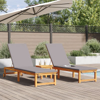 Produktbild för Solstol Reclining 2 pcs Brun 202 x 53 x 89 cm Massivt Akaciaträ
