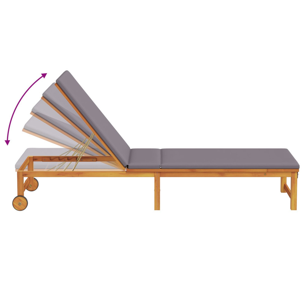Produktbild för Solstol Reclining 2 pcs Brun 202 x 53 x 89 cm Massivt Akaciaträ