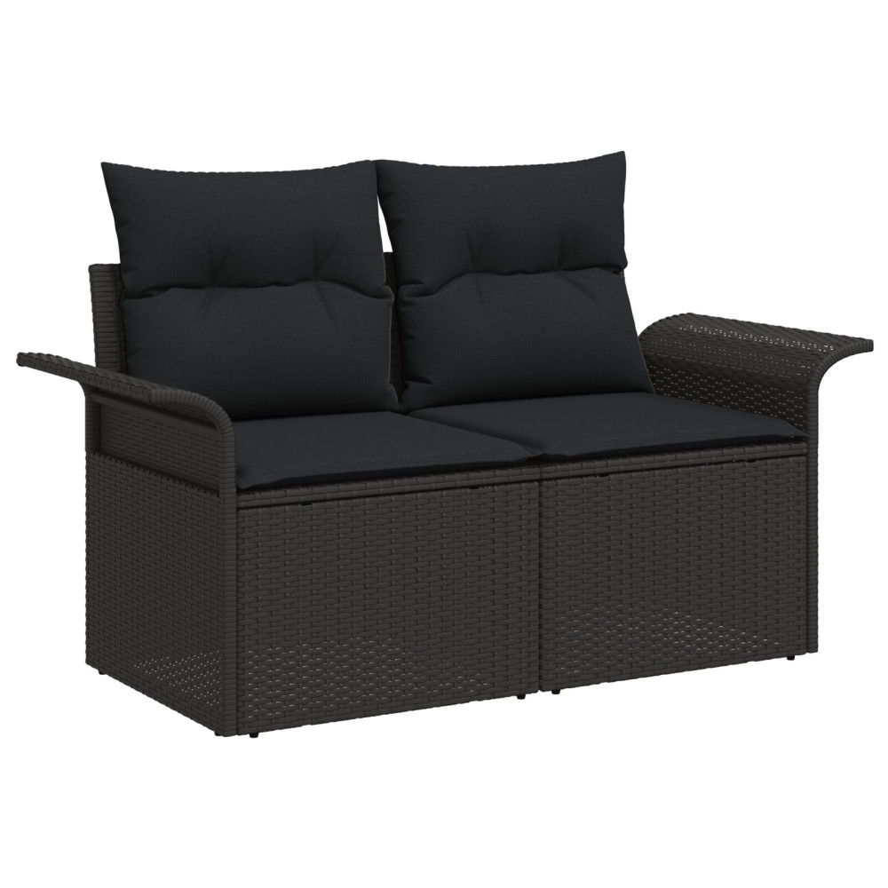Produktbild för Trädgårdsoffset med kudde 7 pcs Svart konstrotting