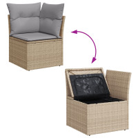 Produktbild för Trädgårdsoffset 7 pcs Beige och Ljusgrå konstrotting