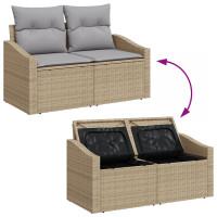 Produktbild för Trädgårdsoffset 7 pcs Beige och Ljusgrå konstrotting
