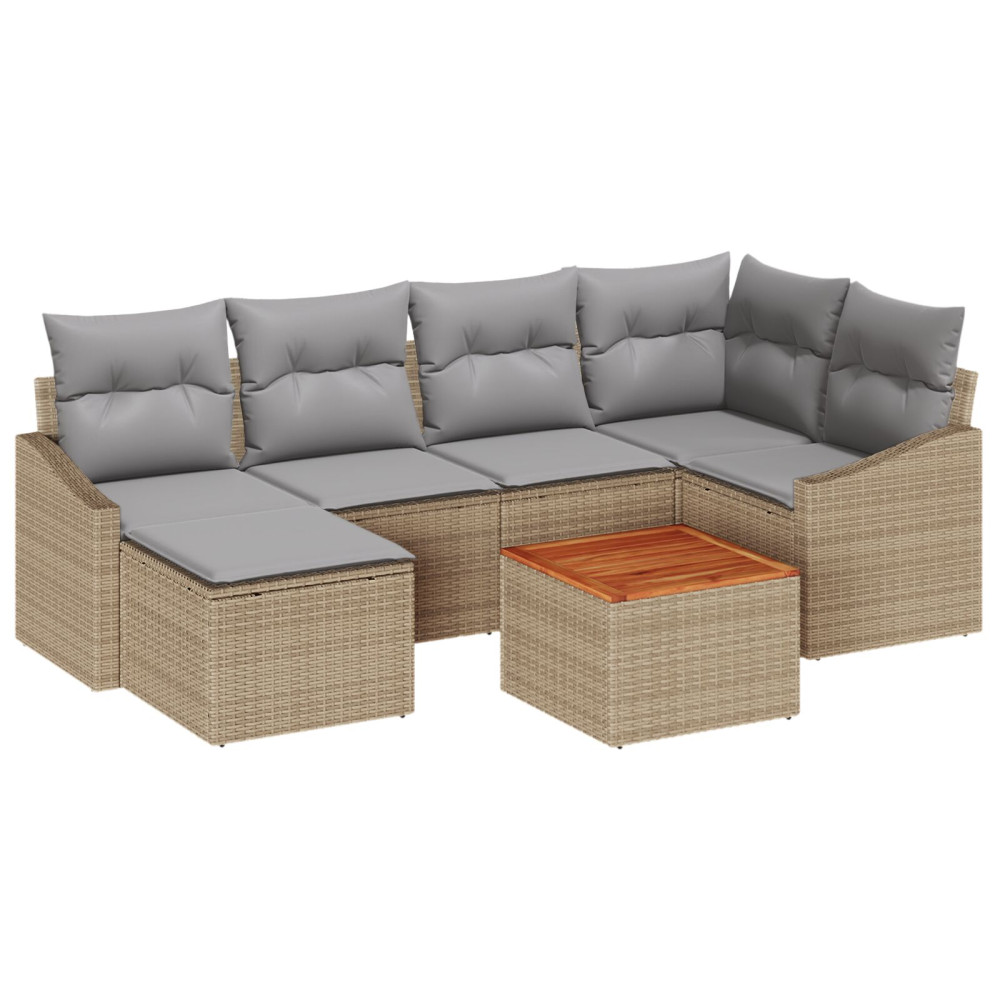 Produktbild för Trädgårdsoffset 7 pcs Beige och Ljusgrå konstrotting