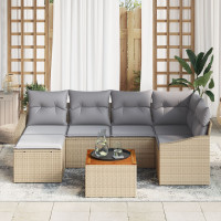 Produktbild för Trädgårdsoffset 7 pcs Beige och Ljusgrå konstrotting