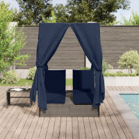 Produktbild för Dubbel solstol Justerbar Svart 205 x 129 x 200 cm konstrotting
