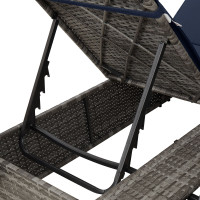 Produktbild för Dubbel solstol Justerbar Svart 205 x 129 x 200 cm konstrotting