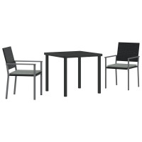 Produktbild för Trädgårdsmöbelset 3 pcs Svart och Ljusgrå PE Rattan