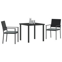 Produktbild för Trädgårdsmöbelset 3 pcs Svart och Ljusgrå PE Rattan