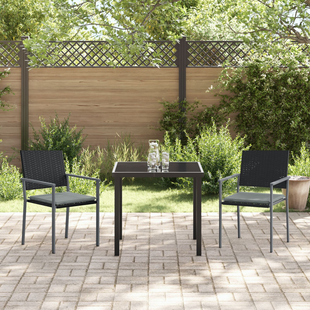 Produktbild för Trädgårdsmöbelset 3 pcs Svart och Ljusgrå PE Rattan