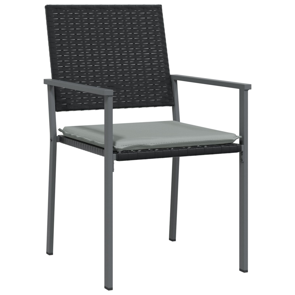 Produktbild för Trädgårdsmöbelset 3 pcs Svart och Ljusgrå PE Rattan