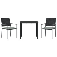 Produktbild för Trädgårdsmöbelset 3 pcs Svart och Ljusgrå PE Rattan