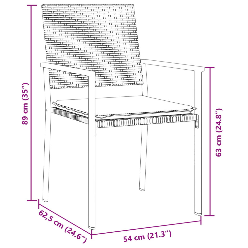 Produktbild för Trädgårdsmöbelset 3 pcs Svart och Ljusgrå PE Rattan