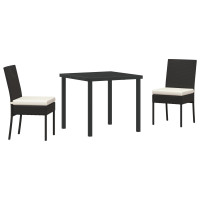 Produktbild för Trädgårdsmöbelset 3 pcs Svart Pulverlackerat stål