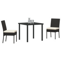 Produktbild för Trädgårdsmöbelset 3 pcs Svart Pulverlackerat stål