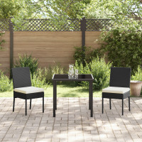 Produktbild för Trädgårdsmöbelset 3 pcs Svart Pulverlackerat stål