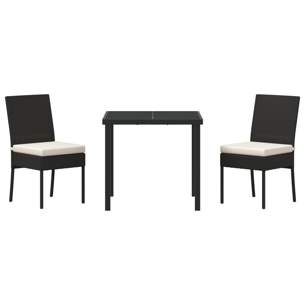 Produktbild för Trädgårdsmöbelset 3 pcs Svart Pulverlackerat stål