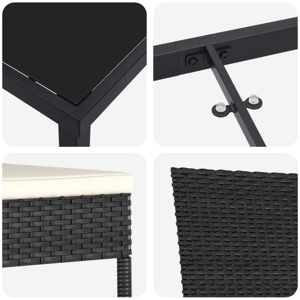 Produktbild för Trädgårdsmöbelset 3 pcs Svart Pulverlackerat stål