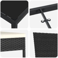 Produktbild för Trädgårdsmöbelset 3 pcs Svart Pulverlackerat stål