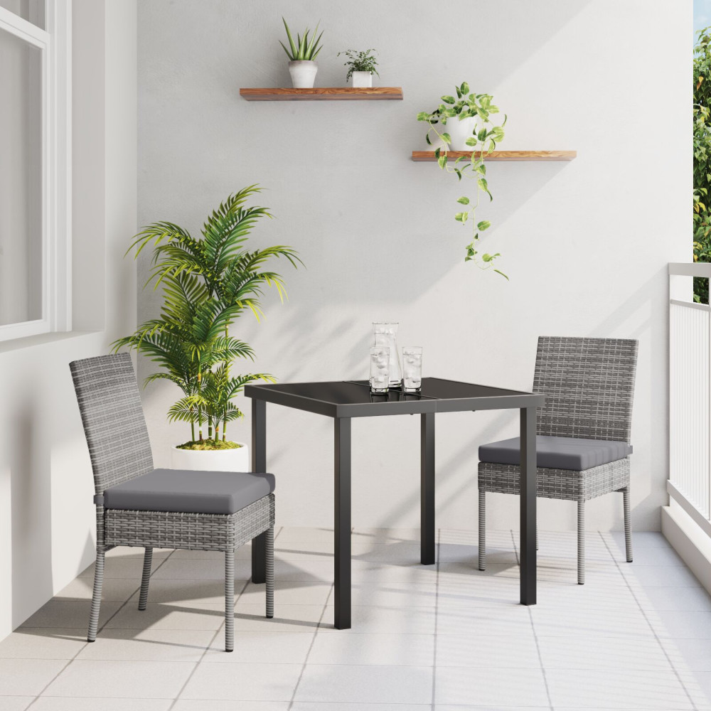 Produktbild för Trädgårdsmöbelset 3 pcs Grå Pulverlackerat stål