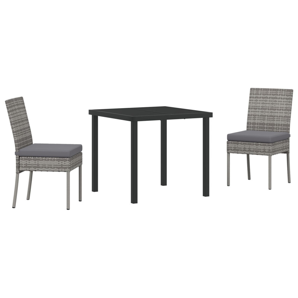 Produktbild för Trädgårdsmöbelset 3 pcs Grå Pulverlackerat stål