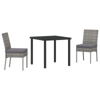 Produktbild för Trädgårdsmöbelset 3 pcs Grå Pulverlackerat stål