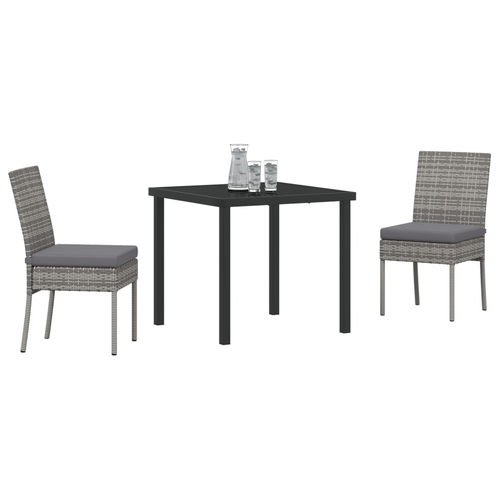 Produktbild för Trädgårdsmöbelset 3 pcs Grå Pulverlackerat stål