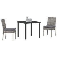 Produktbild för Trädgårdsmöbelset 3 pcs Grå Pulverlackerat stål