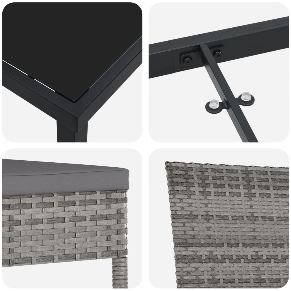 Produktbild för Trädgårdsmöbelset 3 pcs Grå Pulverlackerat stål