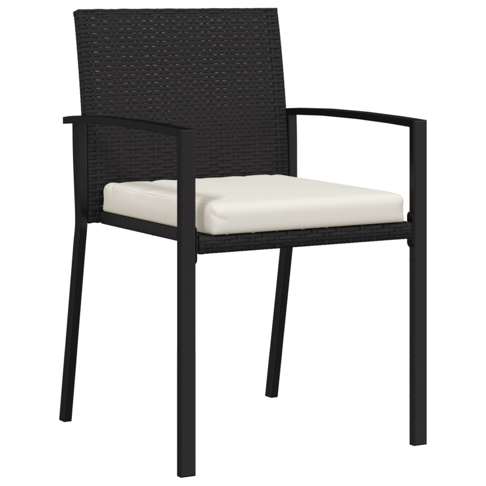 Produktbild för Trädgårdsmöbelset 3 pcs Svart Pulverlackerat stål