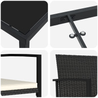 Produktbild för Trädgårdsmöbelset 3 pcs Svart Pulverlackerat stål
